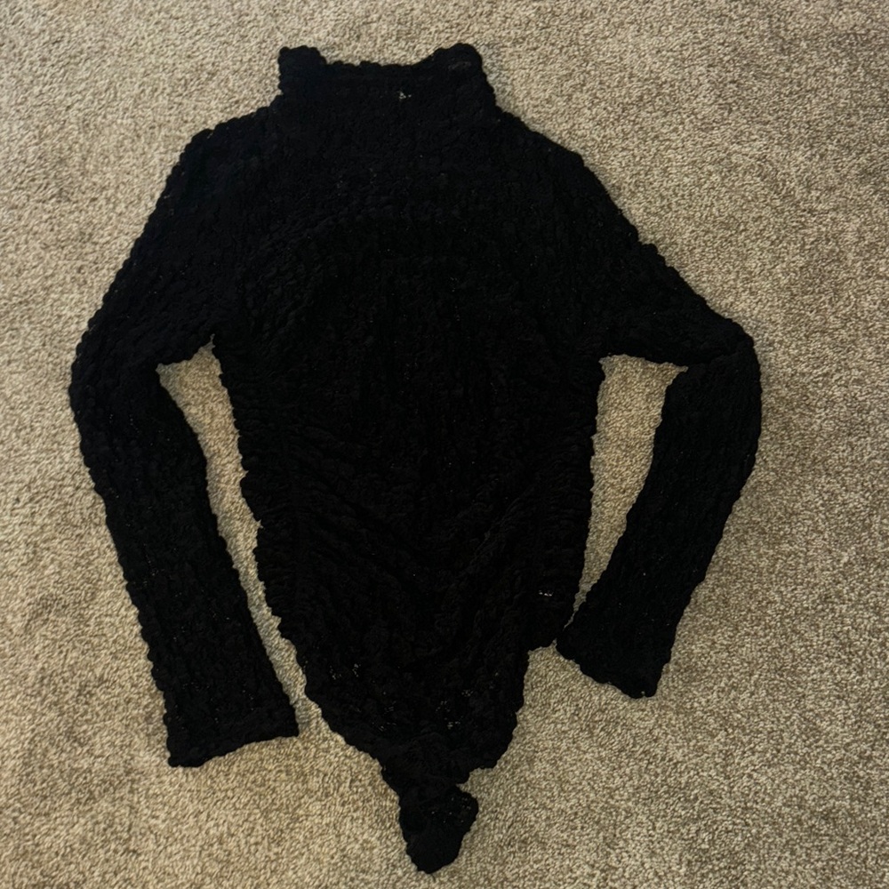 Free People Black Textured Bodysuit